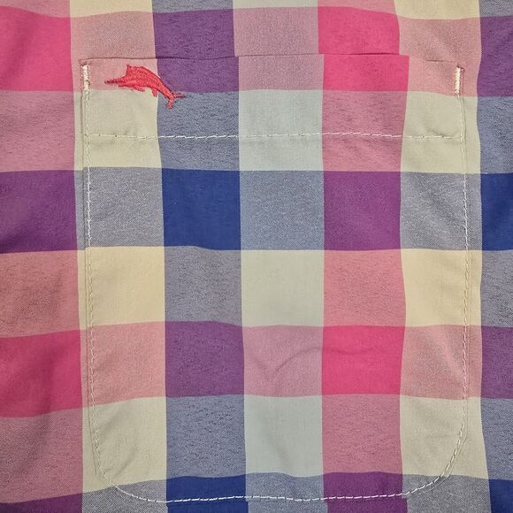 Tommy Bahama Siesta Key Check Collection Pink Blue Men's Large Long Sleeve - Picture 3 of 11